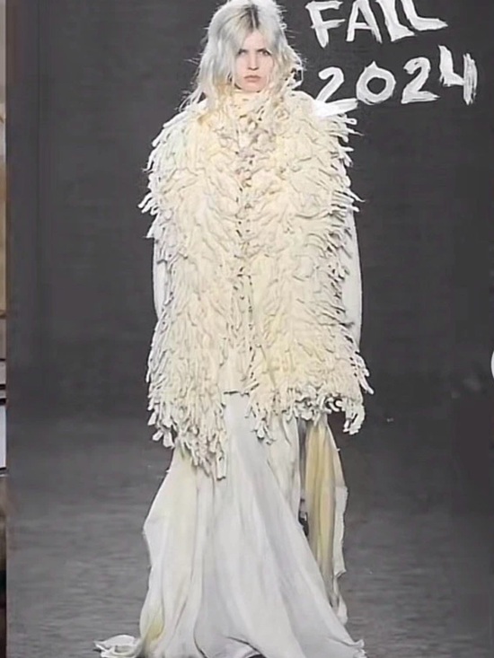 Ann Demeulemeester Other - Ann Demeulemeester Cream Shaggy Fringe Drawstring Detail